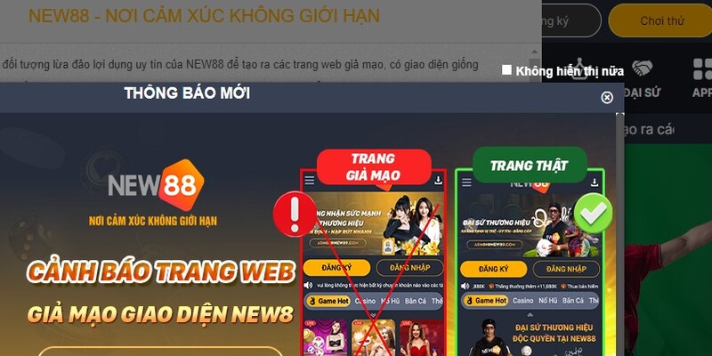 Sử dụng link chính thức của New88online khi đăng nhập