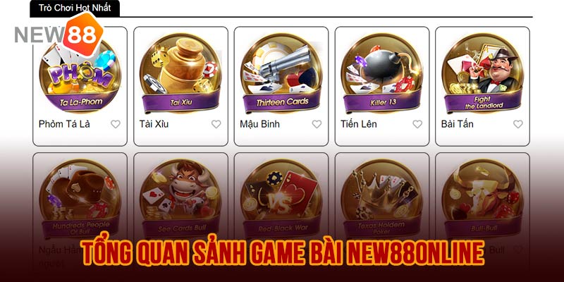 Tổng quan sảnh Game bài tại New88online